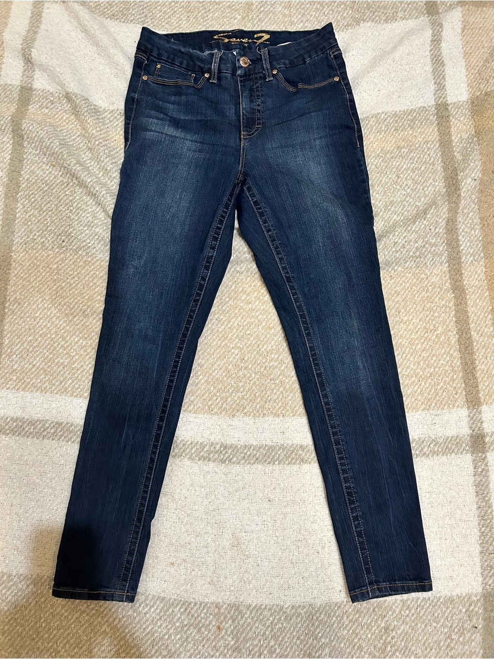 Seven7 Women's Dark Blue Stretch Skinny Jeans EUC